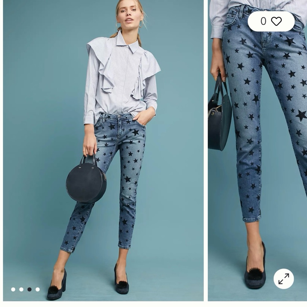LAST CHANCE - DONATING! Current/Elliott Stiletto Skinny Flocked Star Jeans